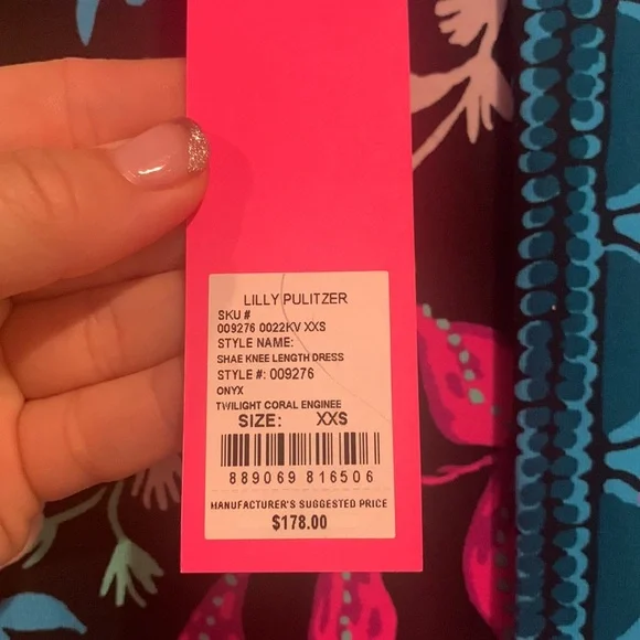 ❌SOLD❌🎉Host pick! Lilly Pulitzer Shae Dress NWT Onyx Twilight Coral Engineered - Picture 2 of 9